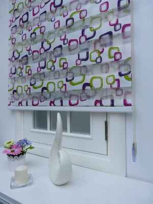 Spor Desenli Zebra Perde- Mor-Açık Yeşil