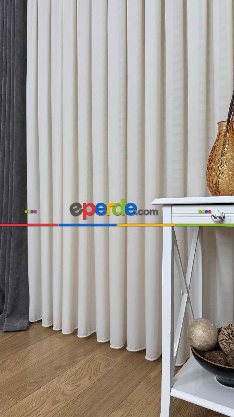 Yatak Odası Krem, İpek Krep Düz Tül Perde, Premium Kalite Serisidir.