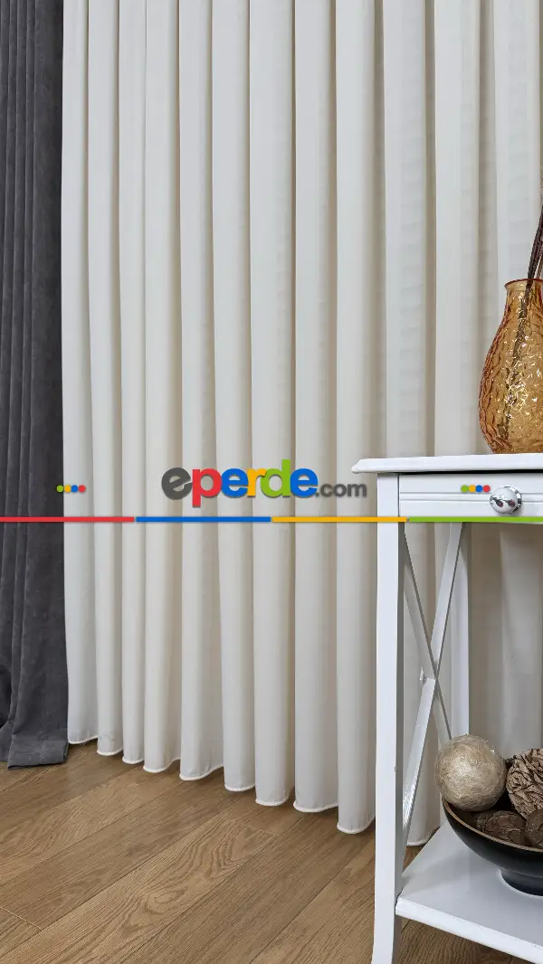 Yatak Odası Krem, İpek Krep Düz Tül Perde, Premium Kalite Serisidir.