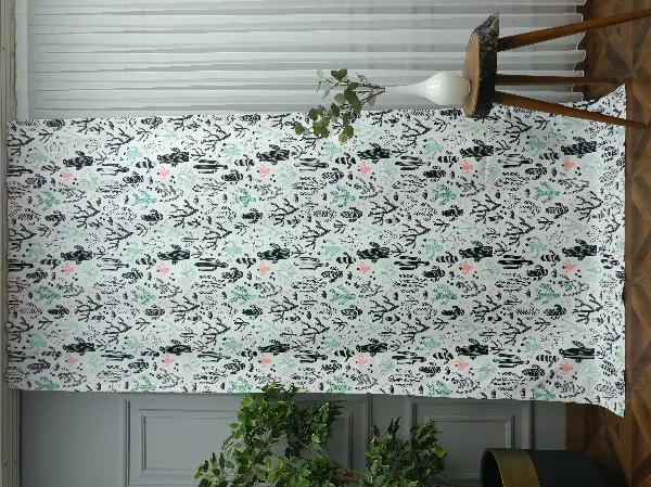 Bebek Odası Fon - Kaktüs Desenli Fon Perde Evm694 Kumaşı Kalındır Duck Bezi Değildir- Siyah-Yeşil