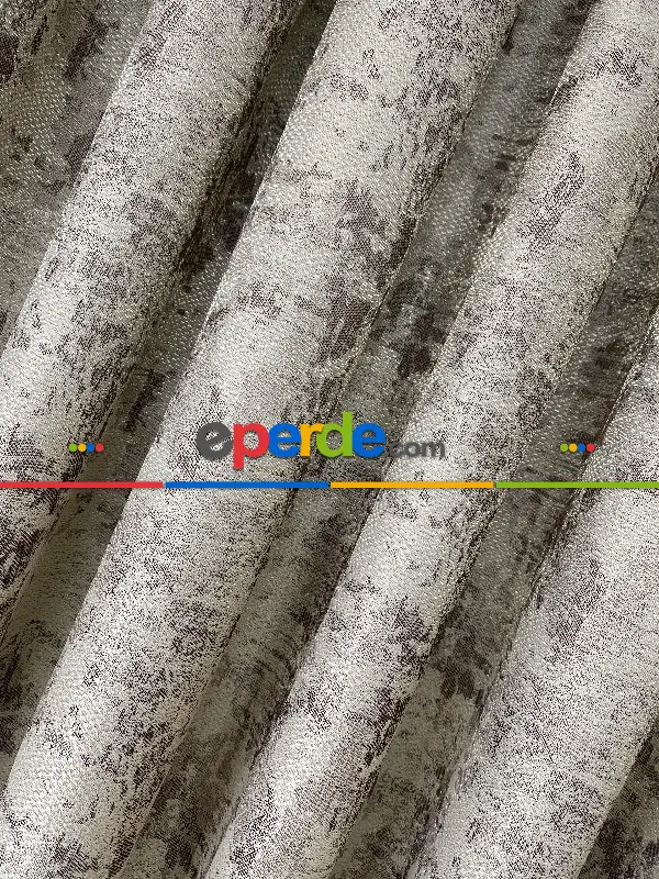 Kahve Bej Rengi Düz Jakar Fon Perde