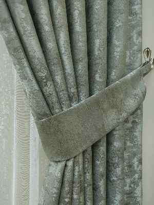 Patinedesenli Mint - Katyonik Jakar Fon Perde- Mint