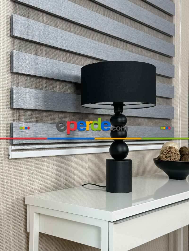 Yatak Odası Gri Bambu Zebra Perde, Standart Metal Kasalı Yüksek Kalite Kornişe Kolay Montaj Seçenekli