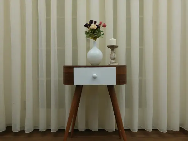 Salon Tül Perde - Krem - Keten Tül Perde- Krem