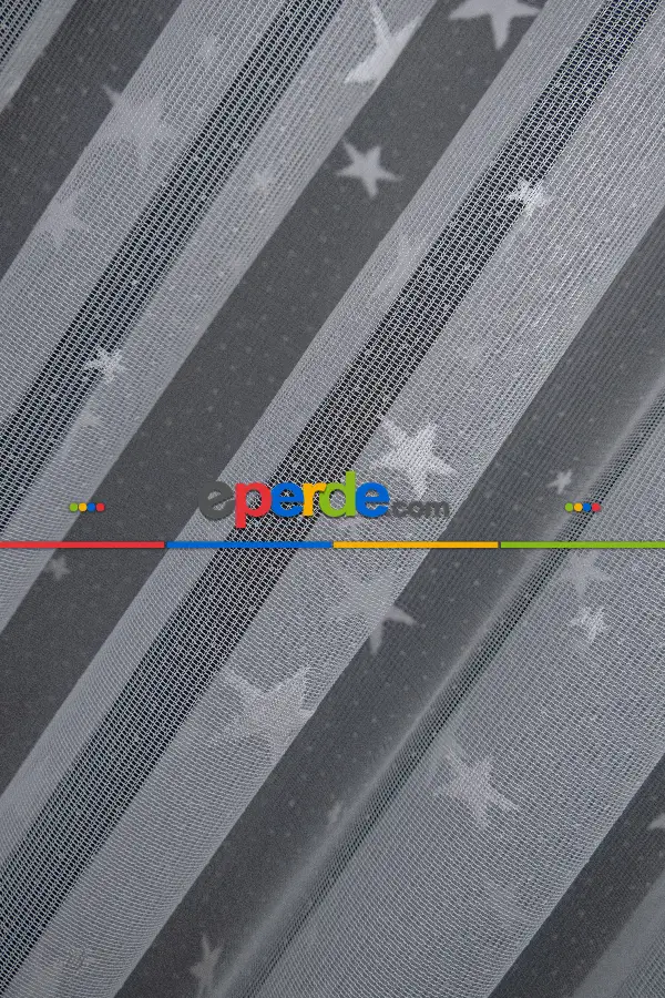 Yıldız Desenli Örme Tül Perde - Çocuk Ve Bebek Odası Perdesi