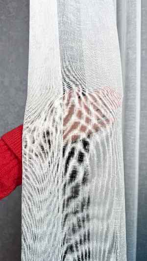 Keten Ekru Mavi Degrade Geçişli Tül Perde, Ağır Gramajlı Premium Seri, Eteği Kurşunlu