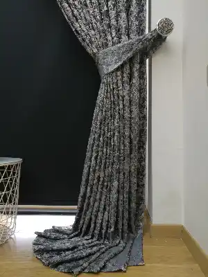 Patine Desenli Krem Antresit Desenli Jakar Fon Perde (180cm En)- Antrasit