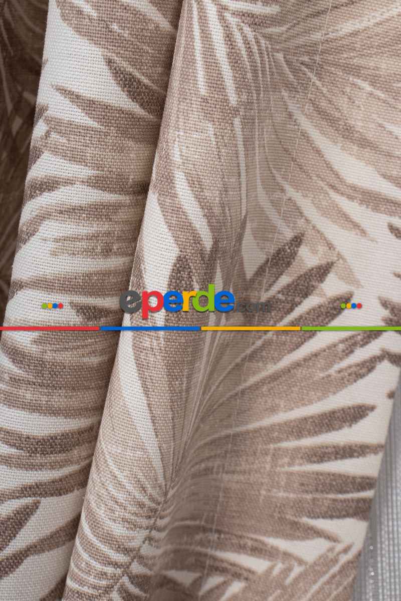 Tropikal Yaprak Desenli Fon Perde(leke Tutmaz)- Çok Renkli 2