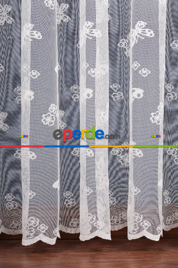 Kelebek Desenli Örme Tül Perde