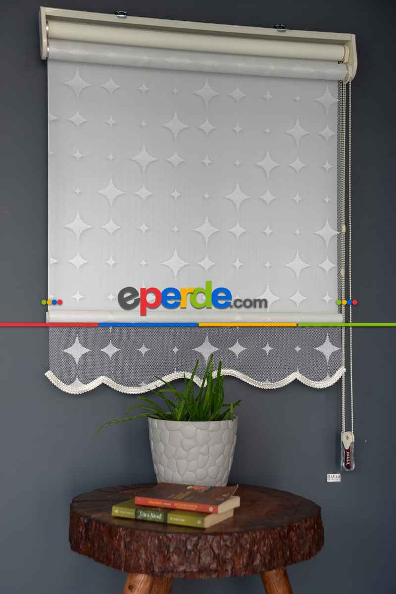 Halim Perdesan Dacuz-201 Beyaz Renk Etekli Veya Eteksiz Çift Mekanizmalı Tül Stor Perde