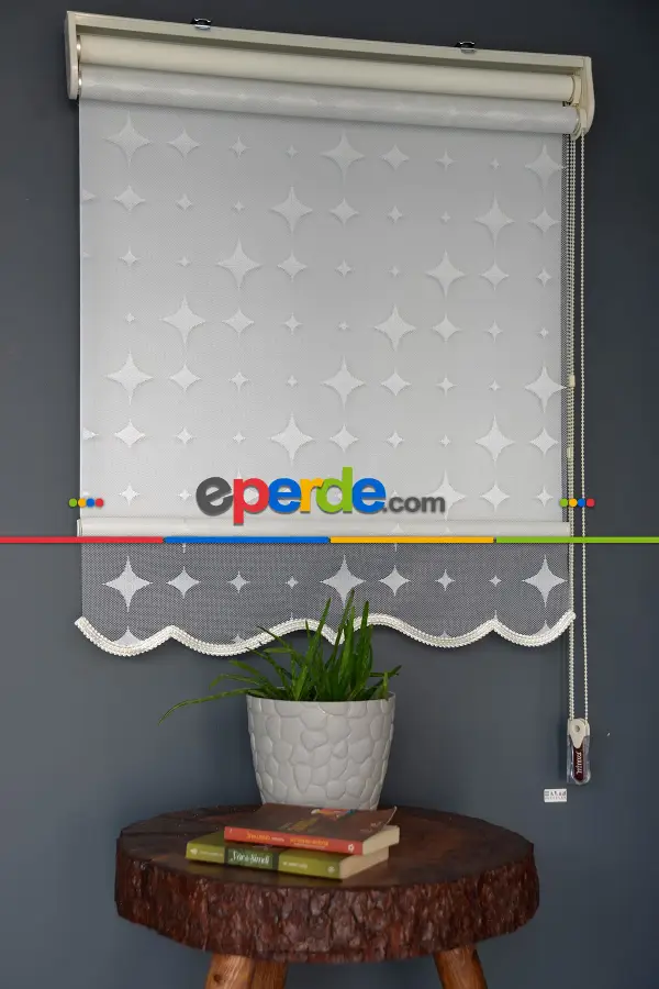 Halim Perdesan Dacuz-201 Beyaz Renk Etekli Veya Eteksiz Çift Mekanizmalı Tül Stor Perde