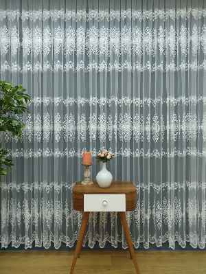 Arası Desenli Brode Tül Perde 2023 Konak Özel Seri Elit 102- Ekru