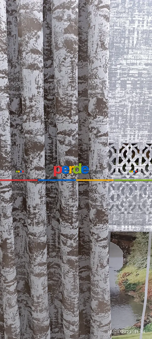 Yatak Odası - 2023 Elit Modern Damask Desenli Fosforlu İplik Dokuma Fon Perde -3