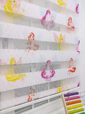 Kız Çocuk Odası Zebra Perde- Sarı-pembe
