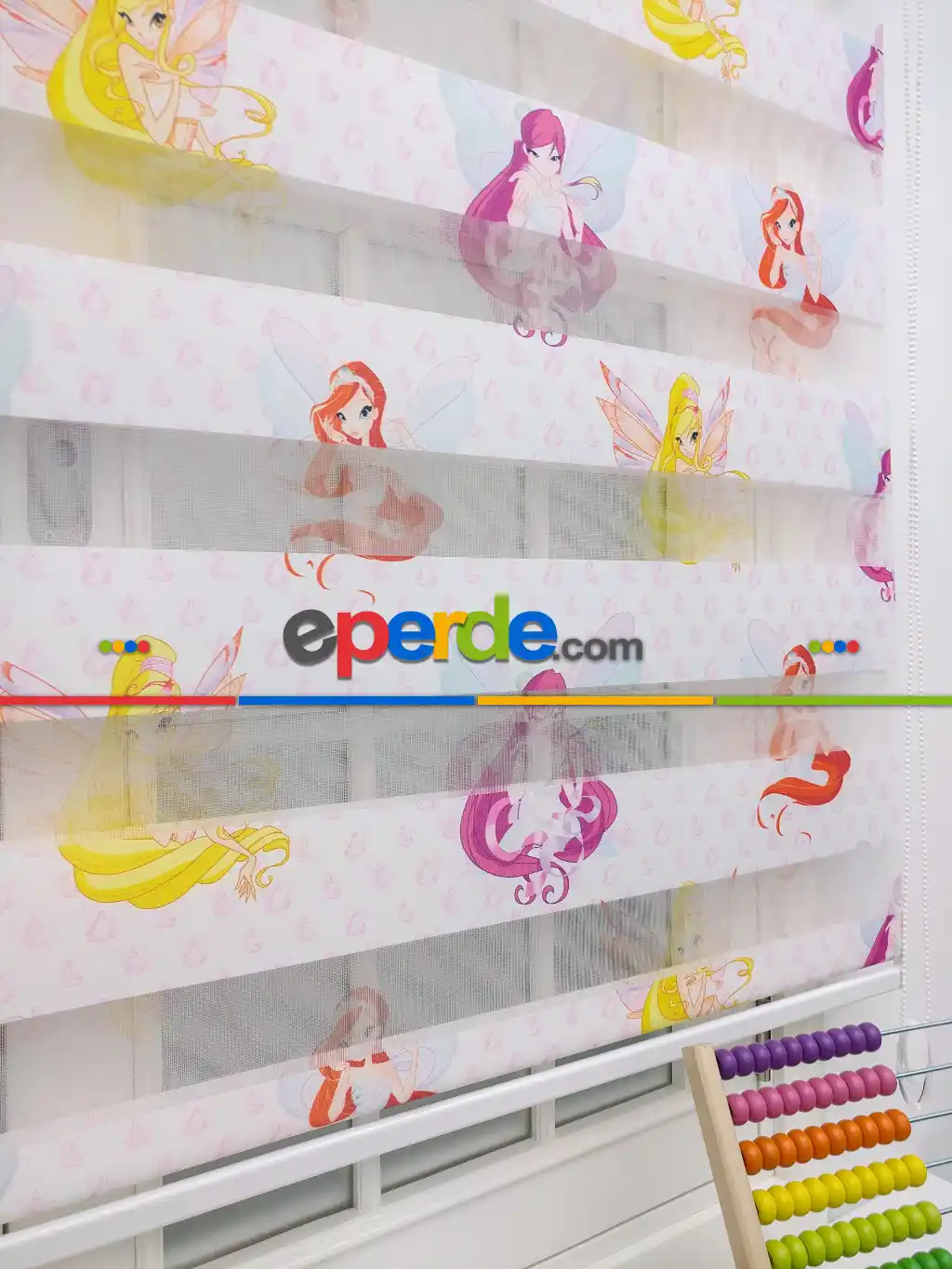 Kız Çocuk Odası Zebra Perde- Sarı-pembe
