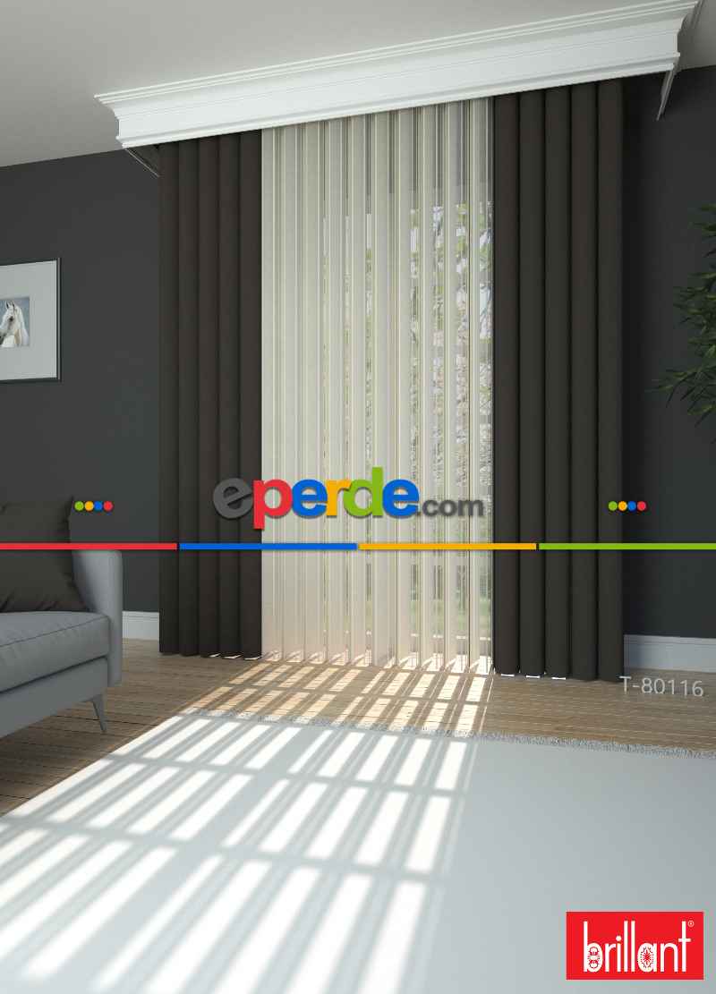 Brillant Akıllı Tül Perde Haki Yeşil Renkli Tül Dikey Zebra Perde Düz 1. Kalite