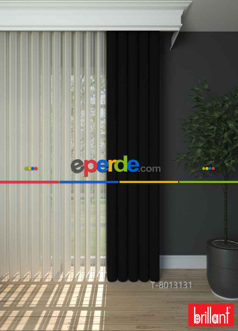 Brillant Akıllı Tül Siyah Perde Tül Dikey Zebra Perde Düz 1. Kalite