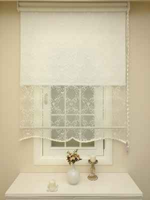 Mutfak Tül Stor Perde - Çiftli Sistem- Beyaz