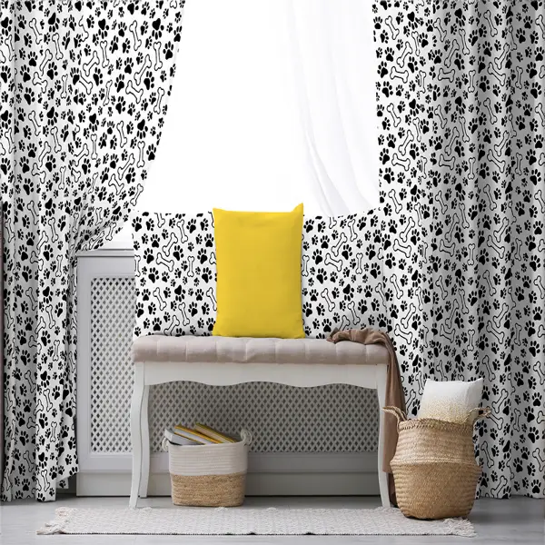 Çocuk Odası - Harf Desenli Fon Perde Evim899 Kumaşı Kalındır Duck Bezi Değildir- Mavi-beyaz