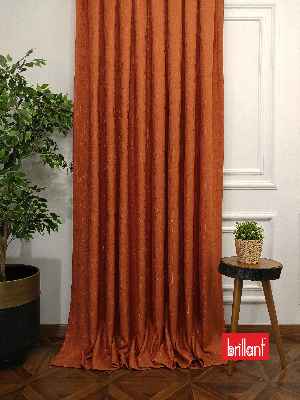 Brillant Jakar Fon Kiremit Renk Düz Fon Perde - Kiremit Rengi