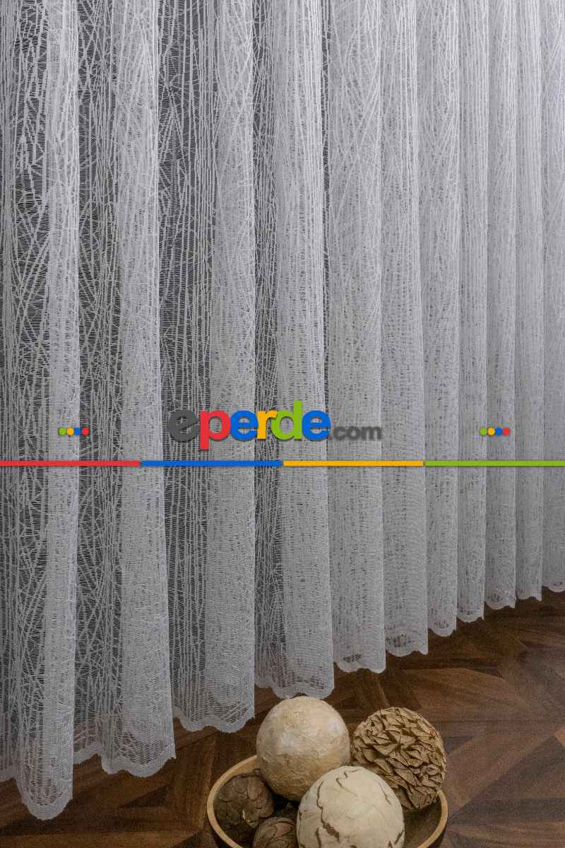 Örme Tül Perde - Spor Desenli - Cam Kırık Desenli