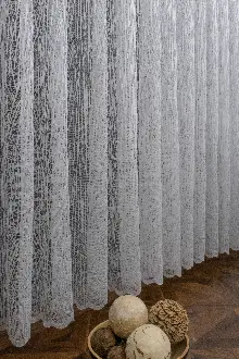 Örme Tül Perde - Spor Desenli - Cam Kırık Desenli