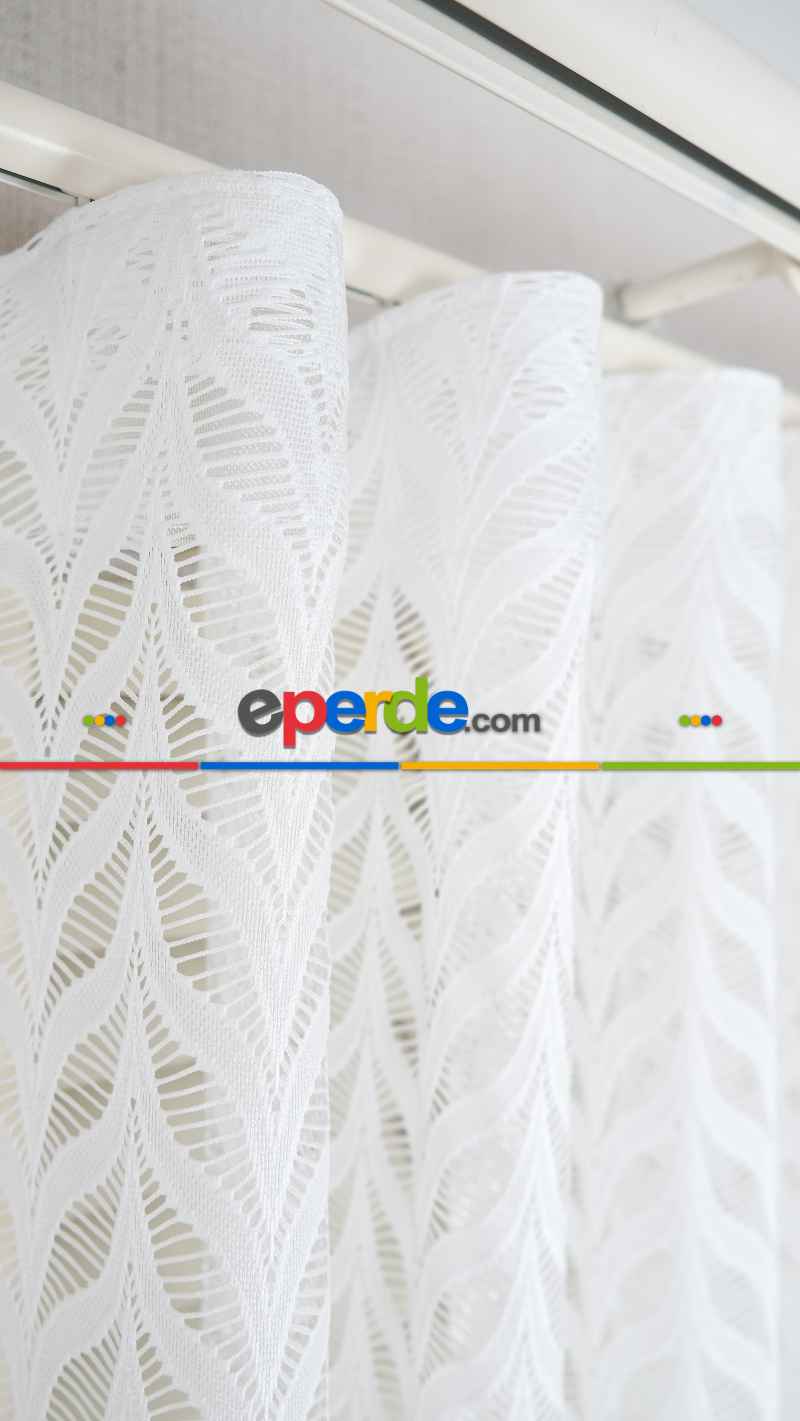 Ekru Nakışlı Tül Perde, Ağır Gramajlı Premium Seri, 7 Renk