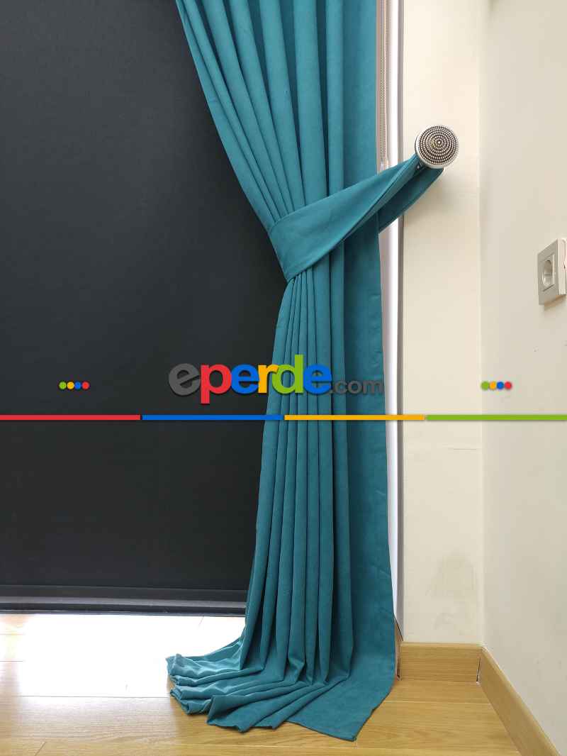 Düz Renk Dökümlü Fon Perde (150)- Mint