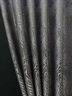 Dikiş Fiyata Dahildir - Mor Dalga Desenli Jakar Fon Perde- Mor