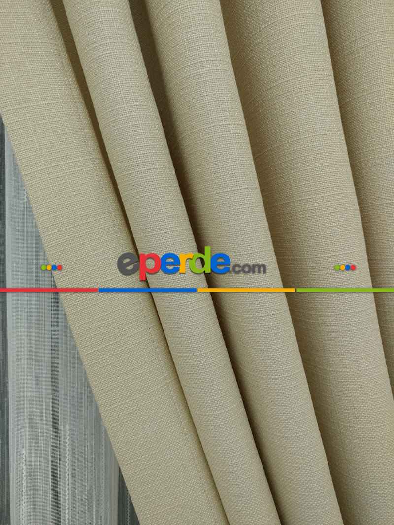 Krem Taş Rengi Bej Tonunda - Düz Keten Fon Perde ( Keten Fon Perde)