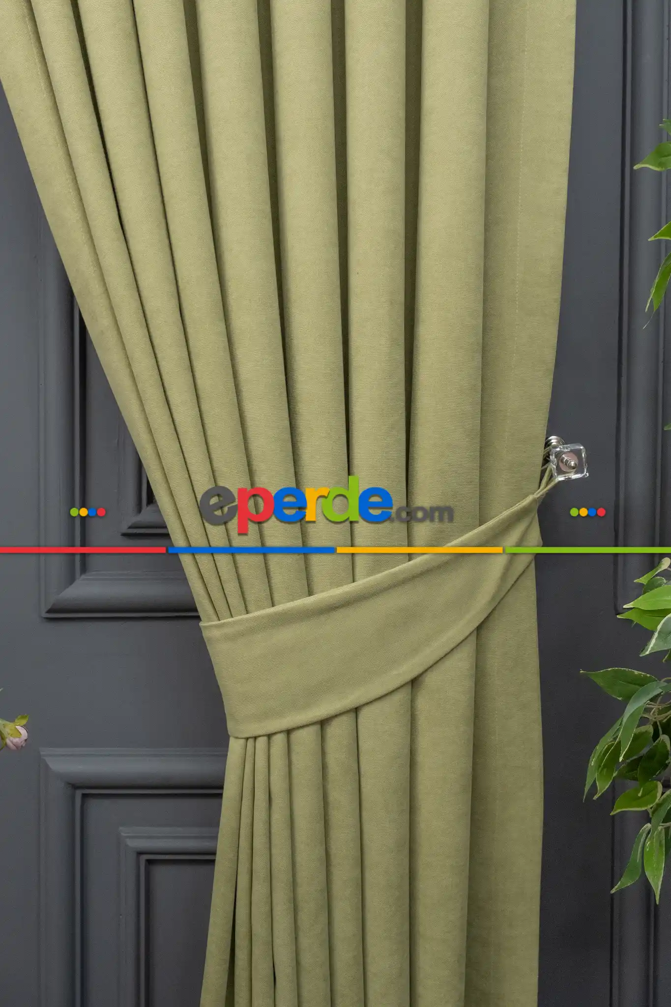 Su Yeşili Rengi Düz Fon Perde Dökümlü Fon Perde