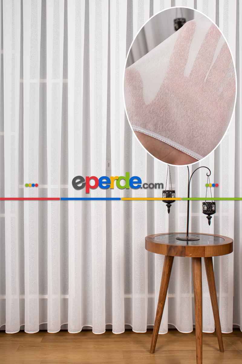 Buzlu Zemin Düz Tül- Ekru - Kurşunlu Tül