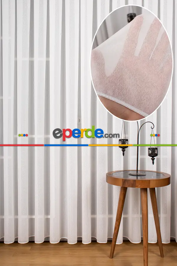 Buzlu Zemin Düz Tül- Ekru - Kurşunlu Tül