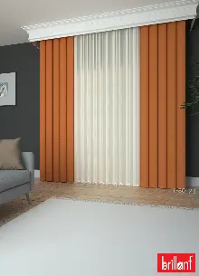 Brillant Akıllı Tül Perde Turuncu Renkli Tül Dikey Zebra Perde Düz 1. Kalite