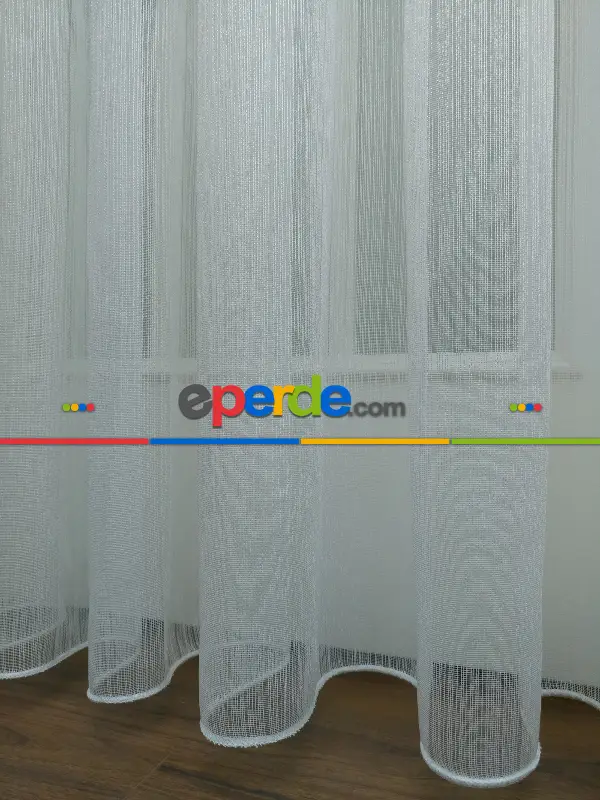 İnce Çizgili Tül Perde Çizgi Tül Sade Yeni Tasarım Model- Ekru - Kurşunlu Tül