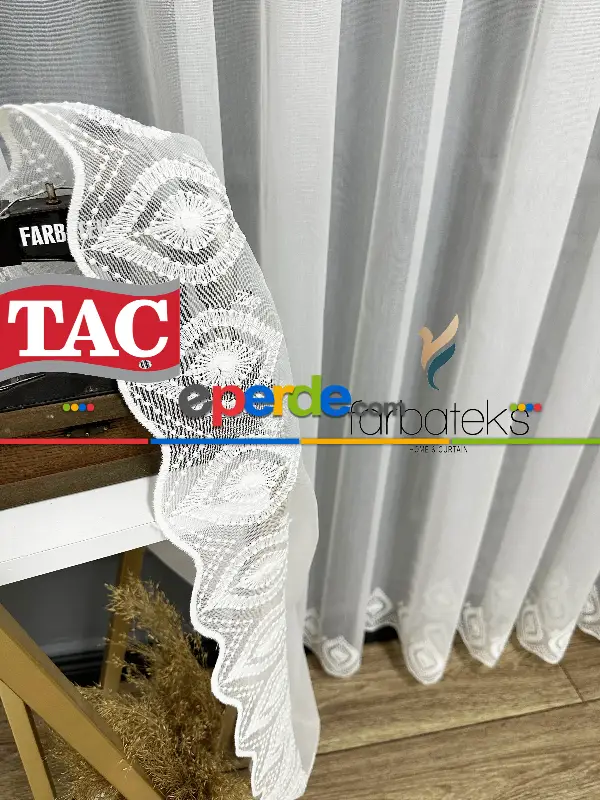 Taç Etek Yaprak Ütü İstemez Alt İşlemeli Model Tül Perde