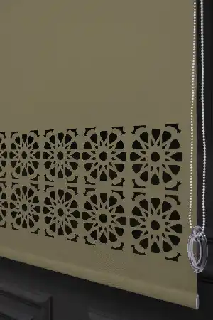 Bej Renk Lazer Kesim Mat Stor Perde (ister Düz - İster Lazer Kesimli Satın Alın)