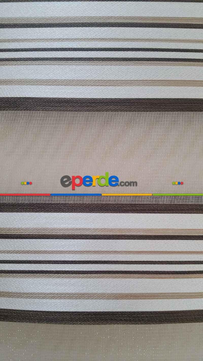 Kahve Çizgili Zebra Perde- Krem-kahve Koyu-sütlü Kahve- Çok Renkli 3