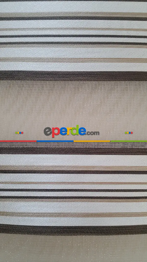 Oturma Odası - Kahve Çizgili Zebra Perde- Krem-kahve Koyu-sütlü Kahve- Çok Renkli 3