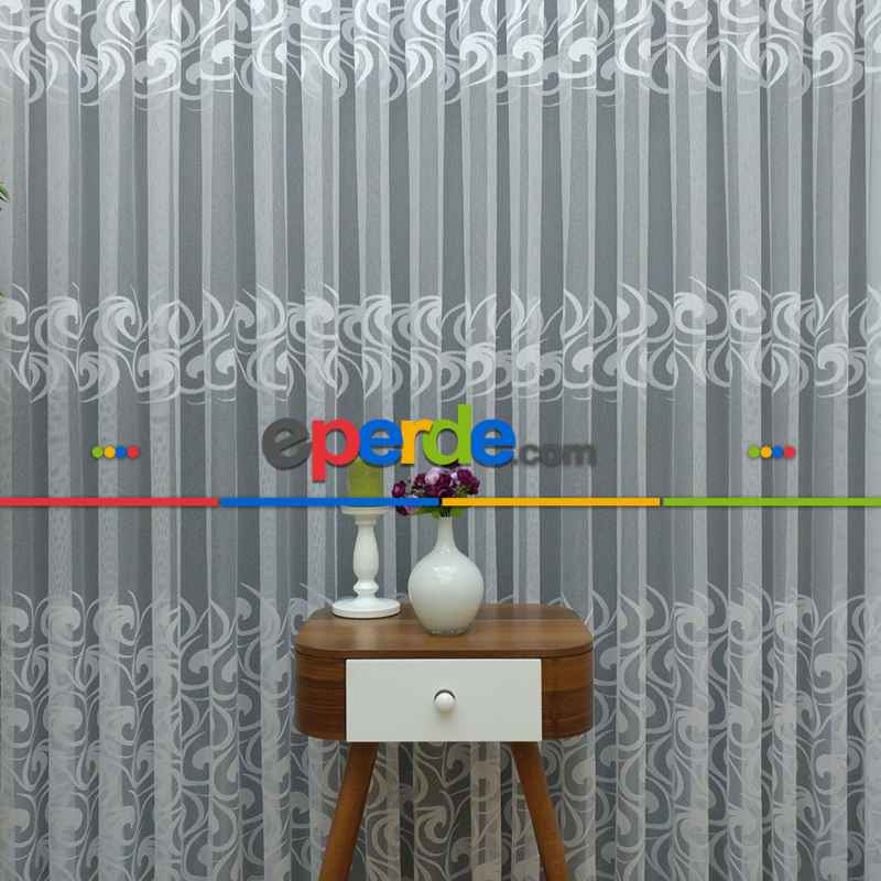 Oturma Odası - Ft Serisi Vakko Desen Tül Perde- Ekru