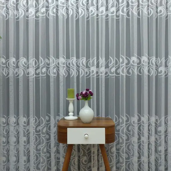 Mutfak Ft Serisi Vakko Desen Tül Perde- Ekru