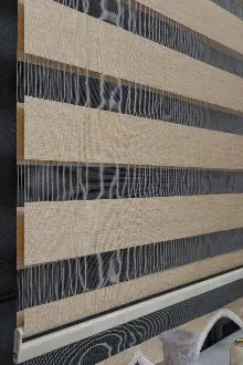 70x200 Hazır Koyu Krem Bambu Zebra Perde