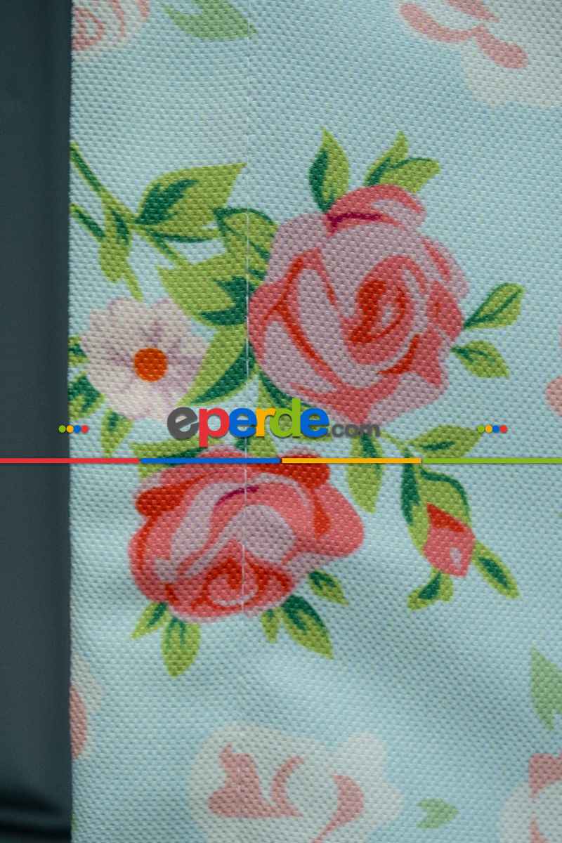 Çiçek Desenli Fon Perde K278 Kumaşı Kalındır Duck Bezi Değildir- Beyaz