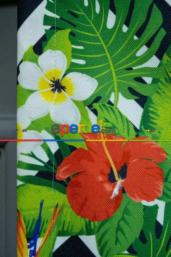 Tropikal Desenli Fon Perde K520 T - Kumaşı Kalındır Duck Bezi Değildir.- Yeşil-Çok Renkli