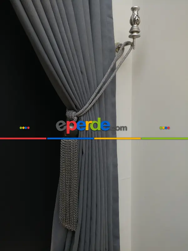 Düz Renk Dökümlü Fon Perde (180)- Gri