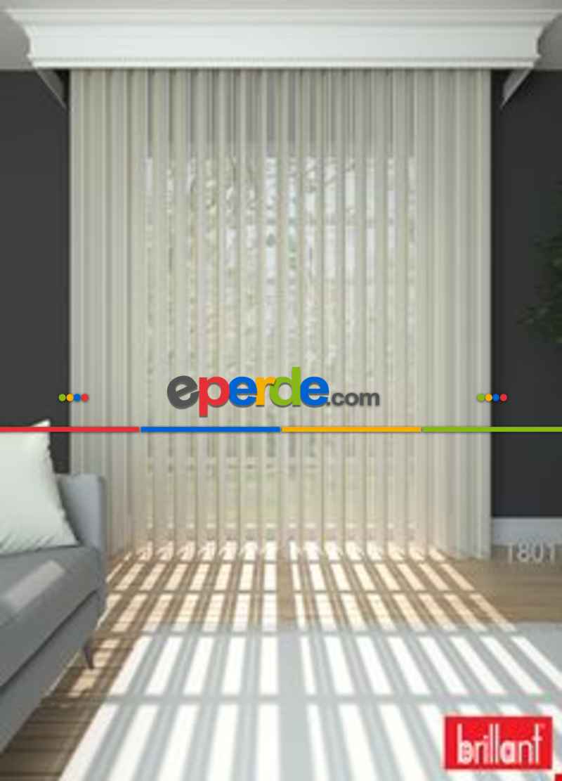 30cm'lik Brillant Akıllı Tül Perde Ekru Renkli Tül Dikey Perde Düz 1. Kalite (11cm Alanda Çalışır)