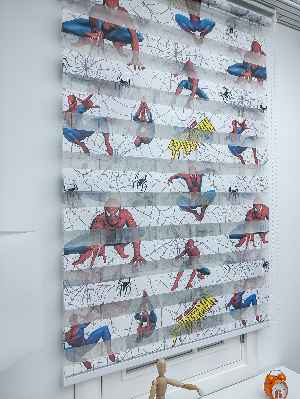 Zebra Perde- Dijital Spıderman Örümcek Adam Baskılı Zebra Perde- Mavi-kırmızı-sarı