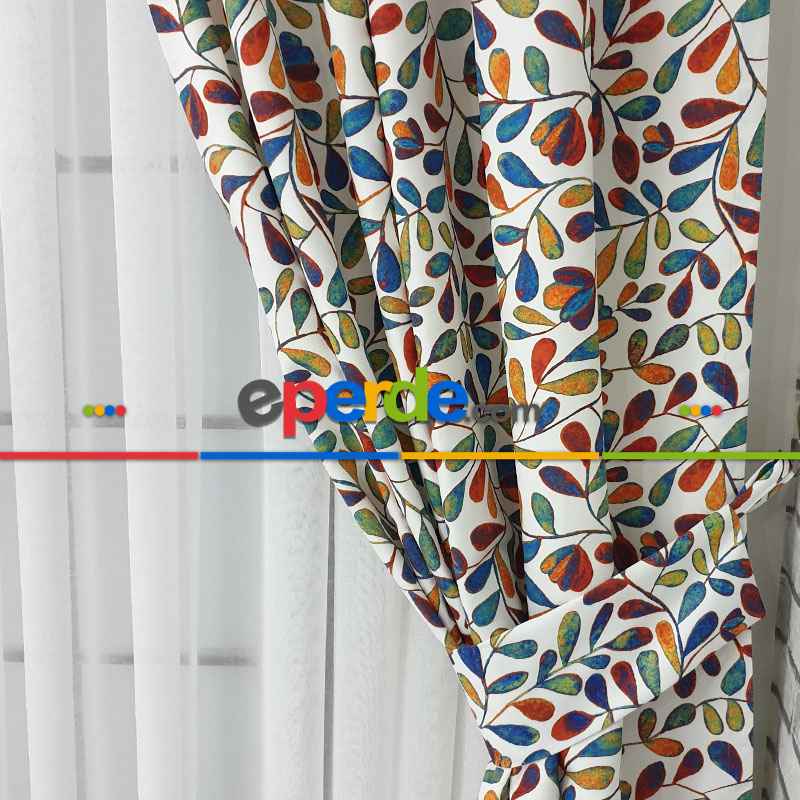 Mutfak Perdesi Kanat Fon Perde Desenli-  Çok Renkli 3
