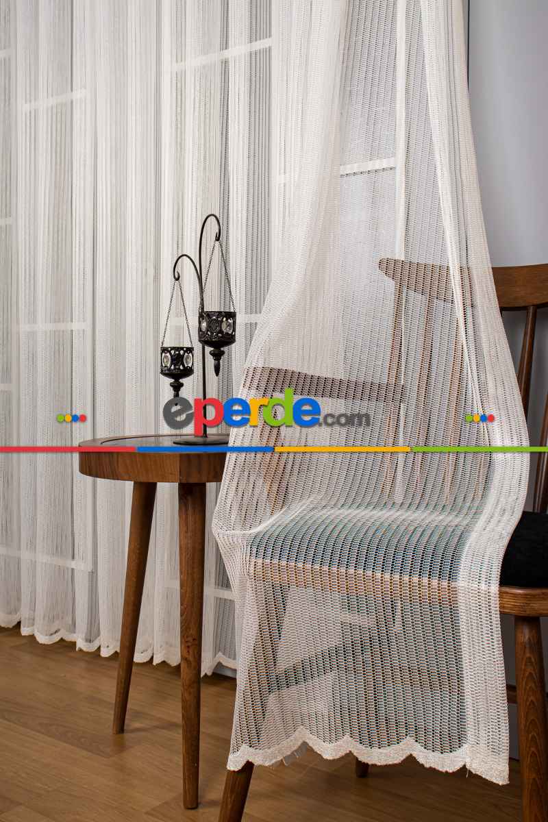 Salon Tül Modelleri - Düz Dantel Zemin Örme Tül Perde Ütü İstemez