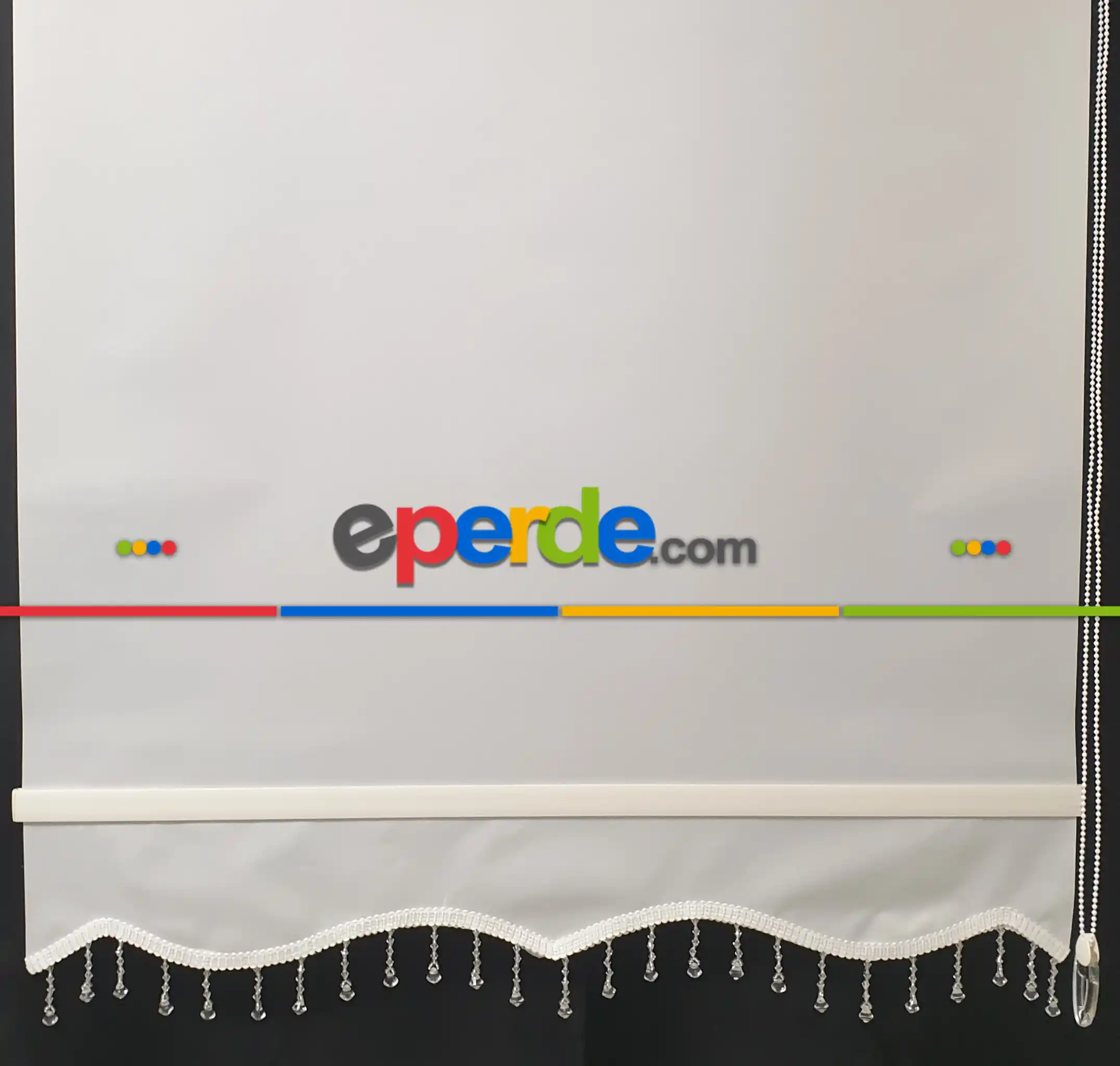 Brillant Kristal Boncuklu Stor Perde- Beyaz-krem-ekru